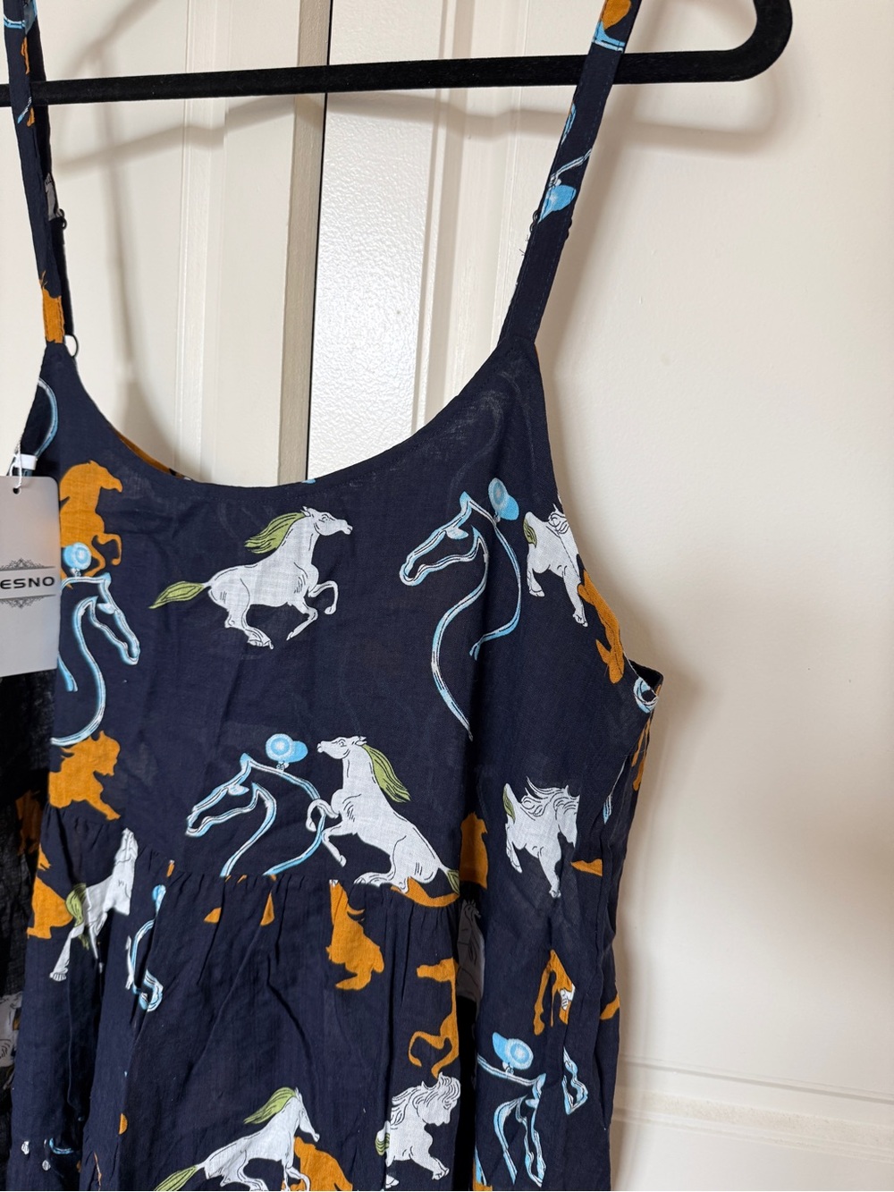 NWT Equestrian Horse Print Summer Dress | Old Money Style | Adjustable Straps